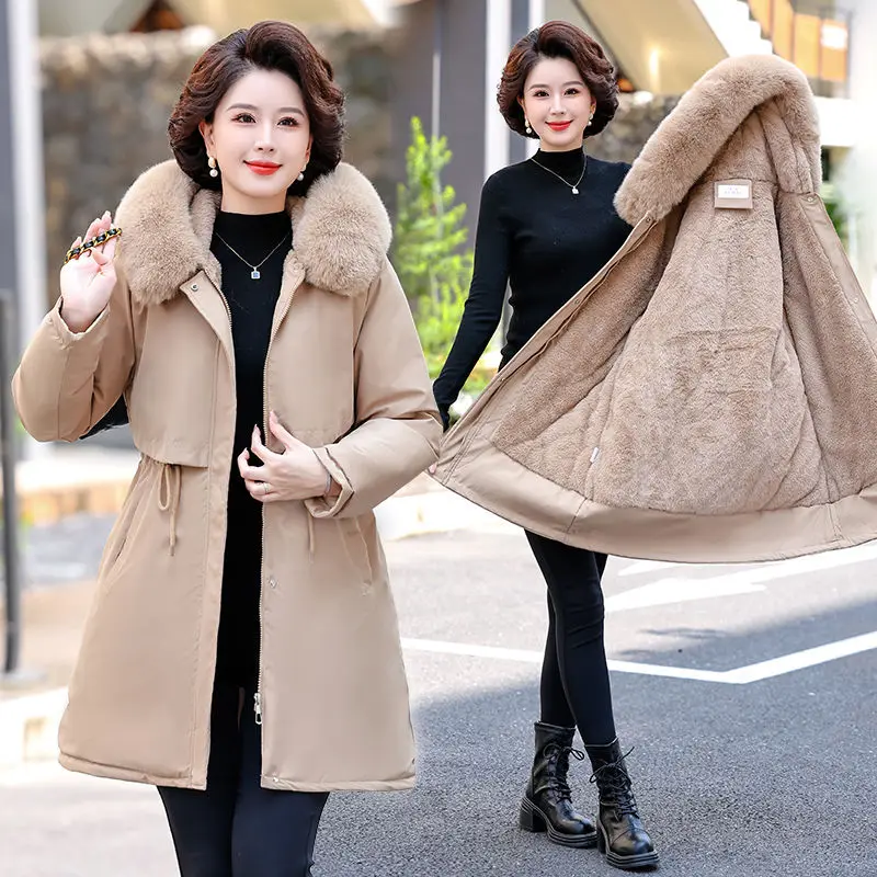 New winter mid-length hooded parka cotton coat for women lamb fur cotton jacket down jacket
New winter mid-length hooded parka cotton coat for women lamb fur cotton jacket down jacket
