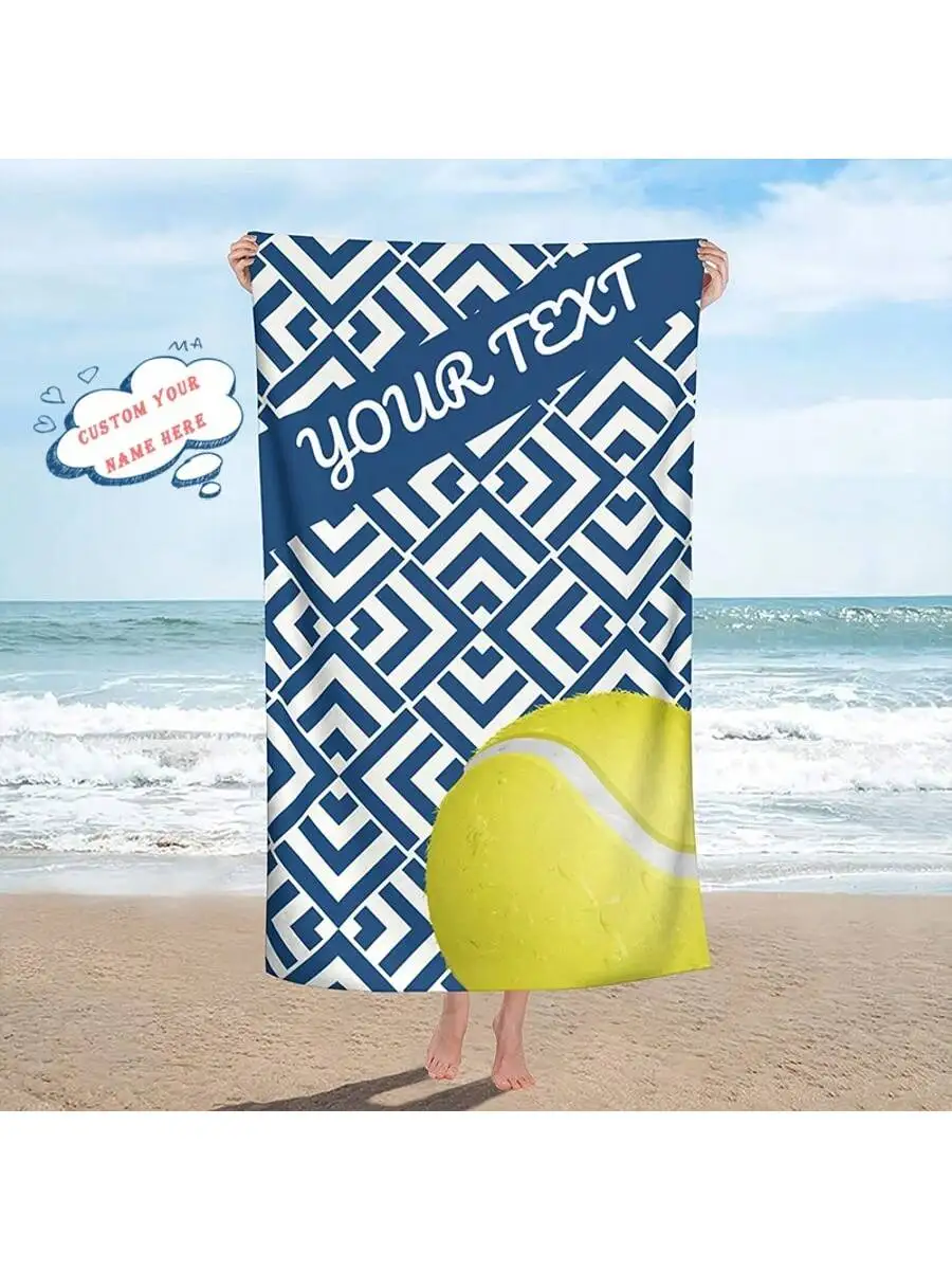 1pc Personalized Name Custom Beach Velvet Towel With Tennis Print .Ultra-Soft, Quick-Dry, Sand-Free Microfiber - Blue & White
1pc Personalized Name Custom Beach Velvet Towel With Tennis Print .Ultra-Soft, Quick-Dry, Sand-Free Microfiber - Blue & White