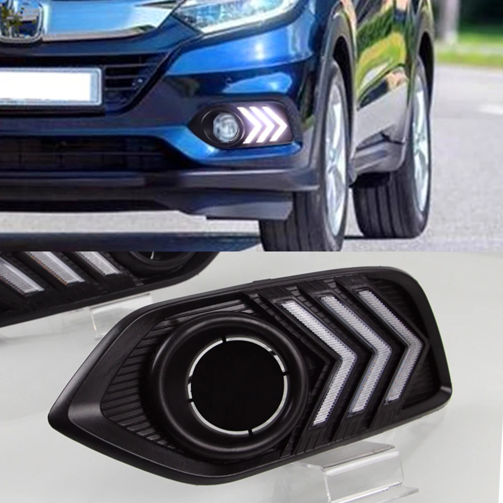 1 пара автомобильных светодиодных дневных ходовых огней DRL, крышка противотуманной фары с указателем поворота для Honda HRV HR-V 2018 2019 2020 2021
1 пара автомобильных светодиодных дневных ходовых огней DRL, крышка противотуманной фары с указателем поворота для Honda HRV HR-V 2018 2019 2020 2021