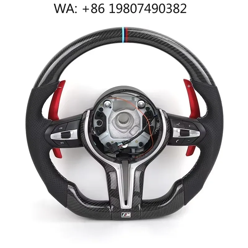 Custom Flat Bottom Sport Steering Wheel, Black Perforated Leather With Blue Trim & Red Shift Paddle For Aftermarket Car Refit Pa
Custom Flat Bottom Sport Steering Wheel, Black Perforated Leather With Blue Trim & Red Shift Paddle For Aftermarket Car Refit Pa
