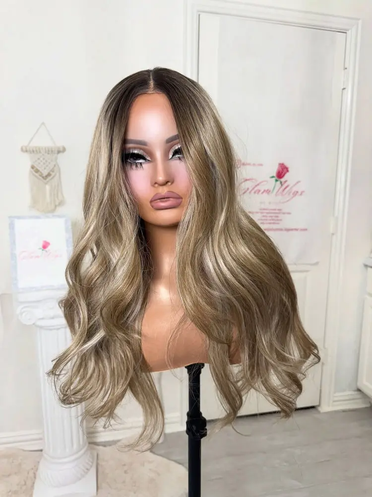Glueless Wig Realistic Look Ombre Caramel Brown Synthetic Lace Front Wig Super Long Length Highlight Body Wave Hair For Women
Glueless Wig Realistic Look Ombre Caramel Brown Synthetic Lace Front Wig Super Long Length Highlight Body Wave Hair For Women