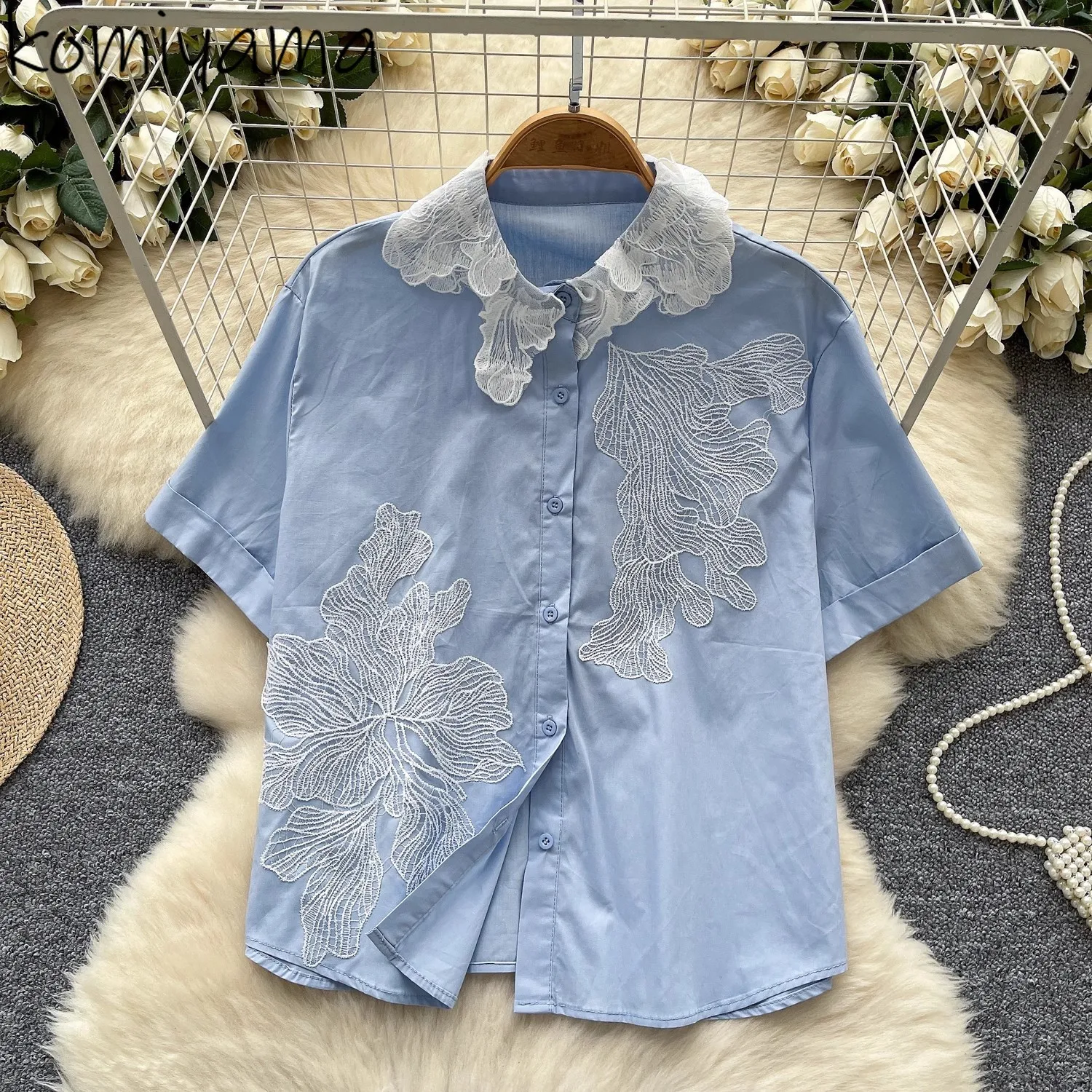Lace Embroidery Shirts Blouses Hit Color Blusas Mujer Summer 2025 New Woman Clothing Short Sleeve Camisas Single Breasted Shirt
Lace Embroidery Shirts Blouses Hit Color Blusas Mujer Summer 2025 New Woman Clothing Short Sleeve Camisas Single Breasted Shirt