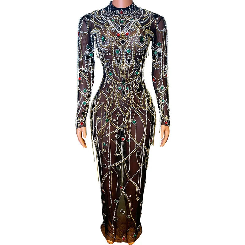 Diamond Long Performance Dress Fashionable Black Elegant Flash Diamond Long Sleeve Slim Fit Hip Wrap Heavy Industry Long Dress
Diamond Long Performance Dress Fashionable Black Elegant Flash Diamond Long Sleeve Slim Fit Hip Wrap Heavy Industry Long Dress