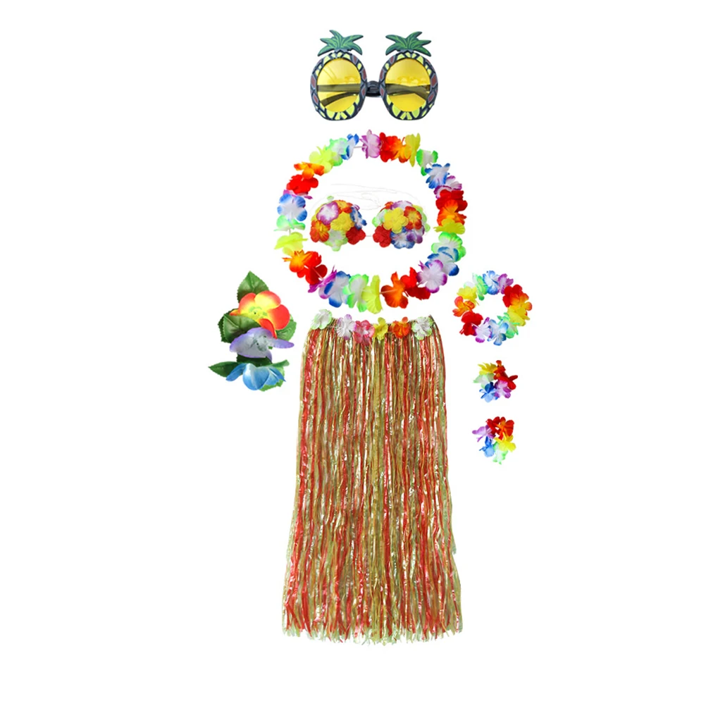 8PCS Tropical Dance Set Grass Skirt Bra Bracelets Headband Glasses 60CM Adjustable Elastic Waist Hawaiian Accessories
8PCS Tropical Dance Set Grass Skirt Bra Bracelets Headband Glasses 60CM Adjustable Elastic Waist Hawaiian Accessories