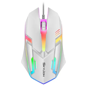 F1 유선 마우스 다채로운 조명 게임 및 사무실, 마이크로소프트 윈도우 및 애플 IOS 시스템용, 3 키