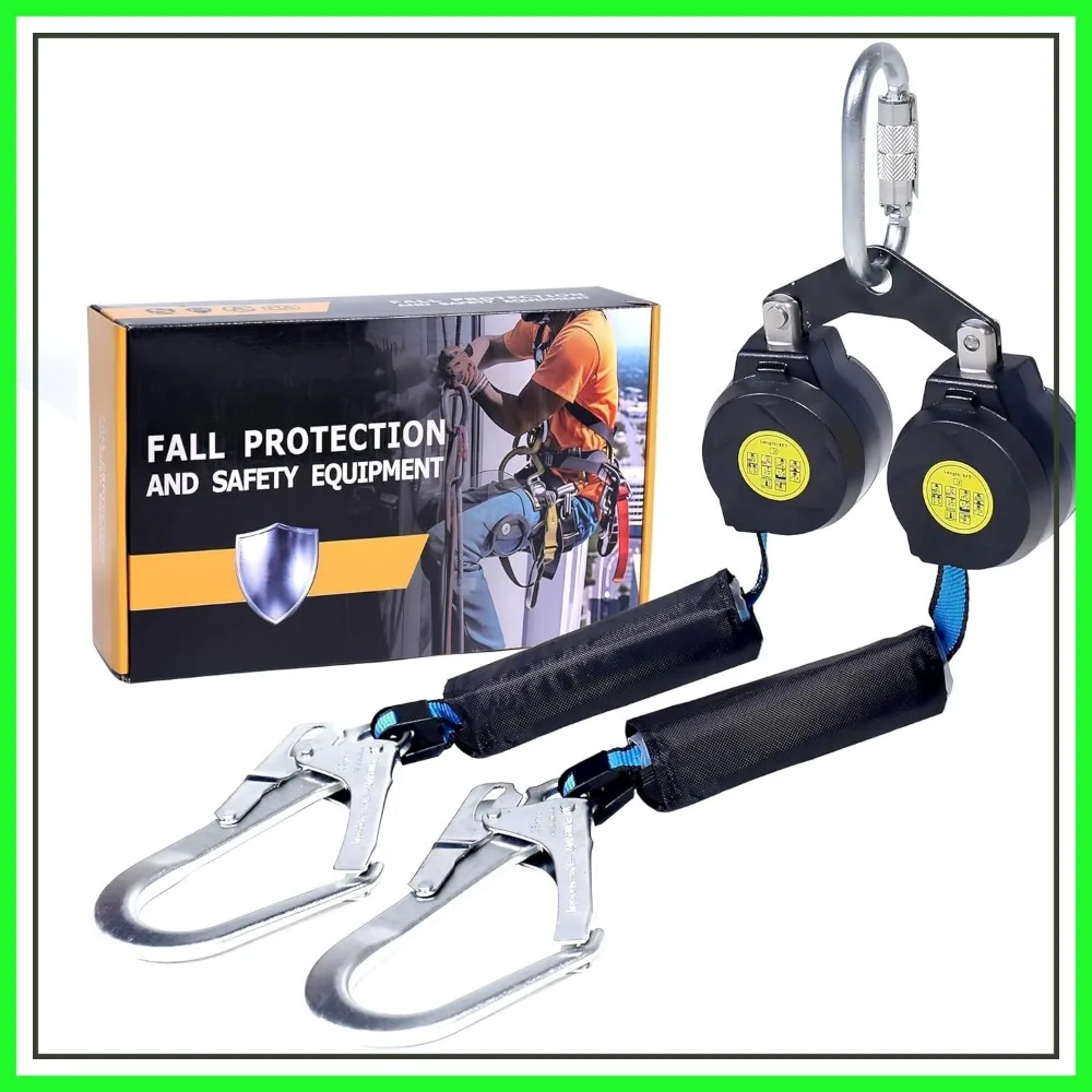 6FT Dual Leg Retractable Lifeline Web Lanyard with 2.36" Twin Steel Hooks, Shock Absorber, OSHA ANSI Fall Protection
6FT Dual Leg Retractable Lifeline Web Lanyard with 2.36" Twin Steel Hooks, Shock Absorber, OSHA ANSI Fall Protection