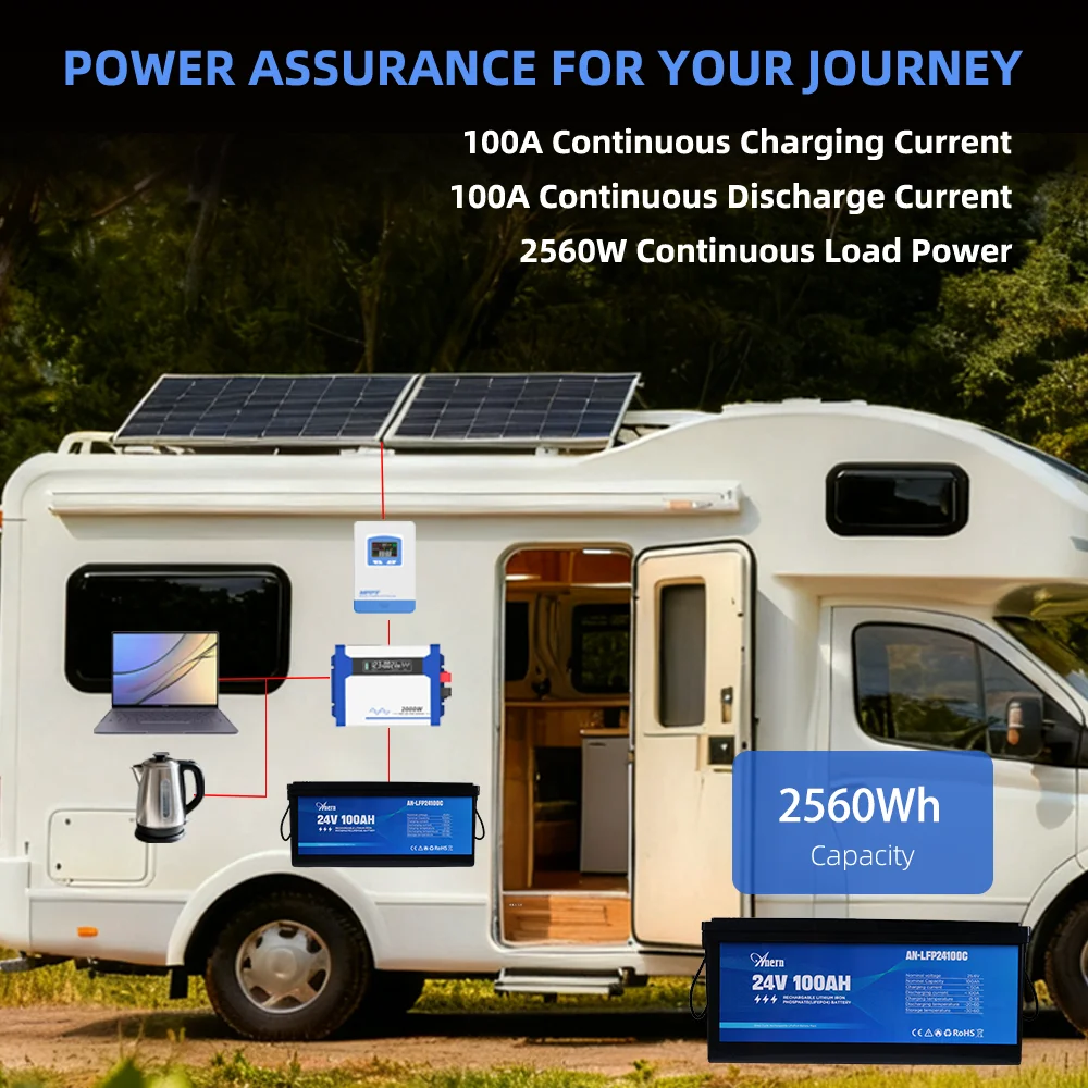 24V 12V LiFePO4 Battery 100AH 25.6V 12.8V Grade A Cells For RV Boat Solar US EU Fast Delivery
24V 12V LiFePO4 Battery 100AH 25.6V 12.8V Grade A Cells For RV Boat Solar US EU Fast Delivery