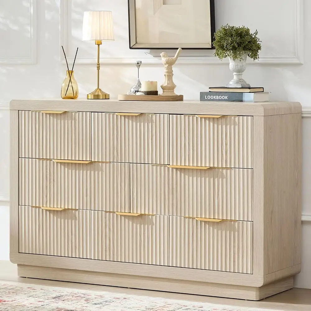 8 Drawers Wide Dresser with Curved Profile Design, Wooden Organizer for Bedroom, Living Room, Hallway, White Alder
8 Drawers Wide Dresser with Curved Profile Design, Wooden Organizer for Bedroom, Living Room, Hallway, White Alder