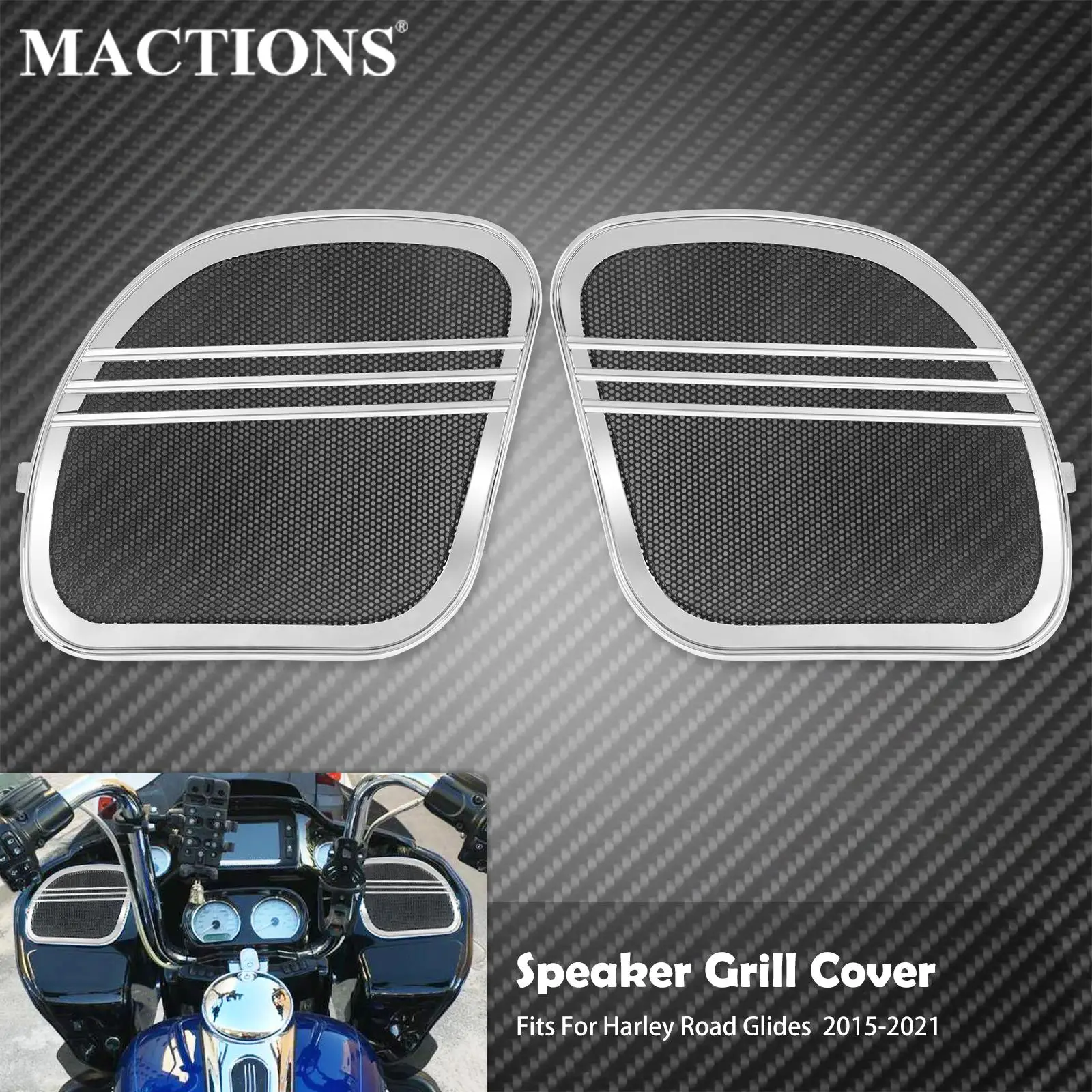 Motorcycle Chrome Tri-Line Speaker Grills Cover Trim For Harley Touring Road Glide Special FLTRXS Ultra FLTRU Special 2015-2021
Motorcycle Chrome Tri-Line Speaker Grills Cover Trim For Harley Touring Road Glide Special FLTRXS Ultra FLTRU Special 2015-2021