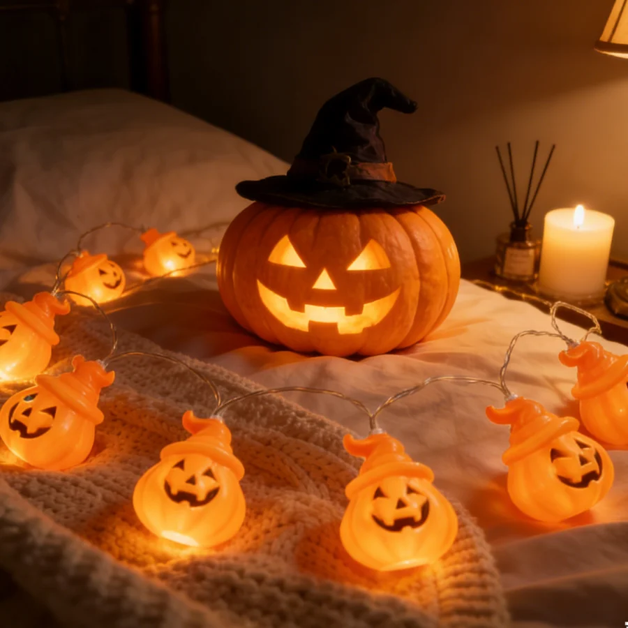 1PC Pumpkin String Lights - Halloween LED Fairy Lights with Witch Hat, Battery Operated for Bedroom, Party & Holiday Decor
1PC Pumpkin String Lights - Halloween LED Fairy Lights with Witch Hat, Battery Operated for Bedroom, Party & Holiday Decor