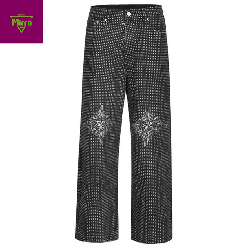 Fashion Rhinestone Jeans Men Streetwear Harajuku Hip Hop Baggy Jeans Loose Straight Denim Pants Black Blue
Fashion Rhinestone Jeans Men Streetwear Harajuku Hip Hop Baggy Jeans Loose Straight Denim Pants Black Blue