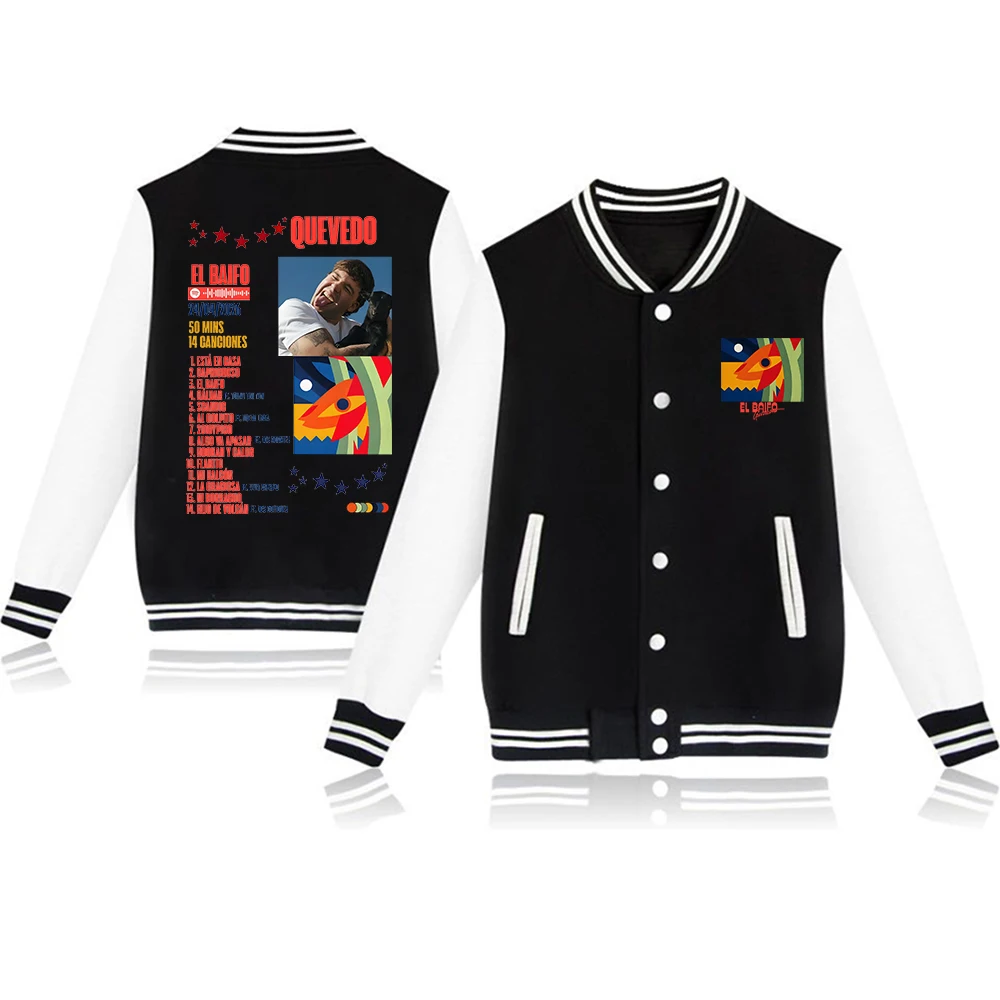 Rapper Quevedo EL BAIFO 2026 Album Baseball Jacket Women Men Bomber Jacket Outerwear Streetwear Hip Hop Baseball Uniform
Rapper Quevedo EL BAIFO 2026 Album Baseball Jacket Women Men Bomber Jacket Outerwear Streetwear Hip Hop Baseball Uniform