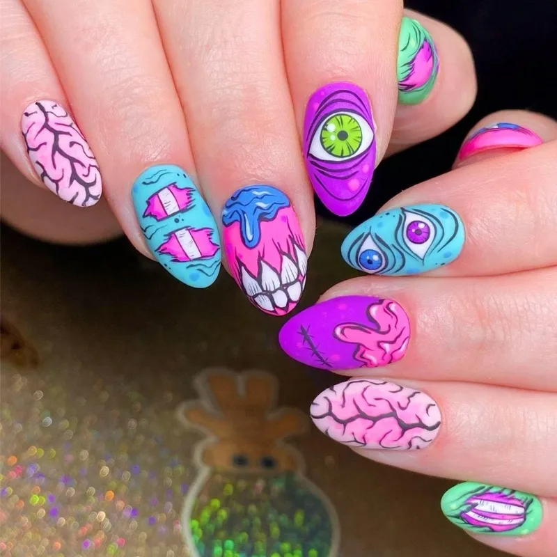 24Pcs Fake Nails Dopamine-Inspired Cute Almond-Shaped Press-On Nails with Halloween Eyes—Perfect As A Gift for Girls and Friends
24Pcs Fake Nails Dopamine-Inspired Cute Almond-Shaped Press-On Nails with Halloween Eyes—Perfect As A Gift for Girls and Friends