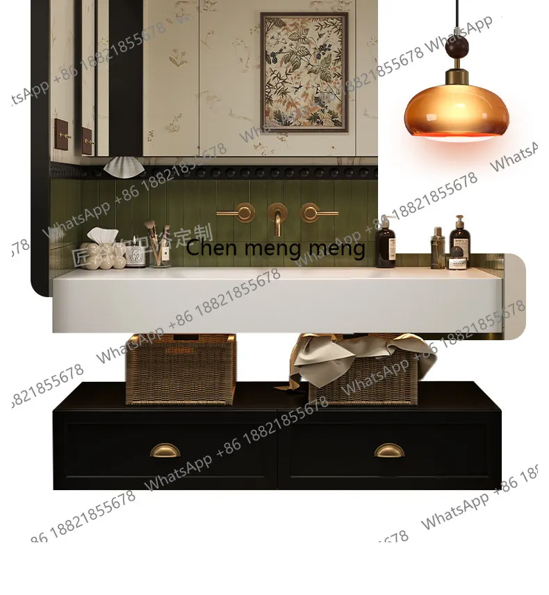 French retro style bathroom cabinet combination rock slab hot bending seamless integrated basin toilet, washstand
French retro style bathroom cabinet combination rock slab hot bending seamless integrated basin toilet, washstand