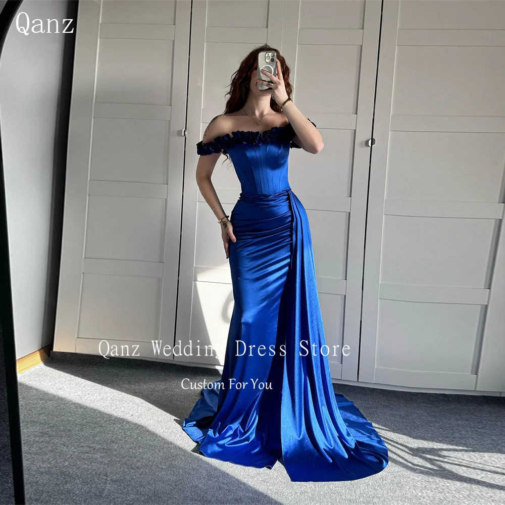 Qanz Royal Blue Mermaid Prom Dresses Satin Off Shoulder Sexy Backless Robes De Soirée Long Train Dresses 2025 Women Customized
Qanz Royal Blue Mermaid Prom Dresses Satin Off Shoulder Sexy Backless Robes De Soirée Long Train Dresses 2025 Women Customized