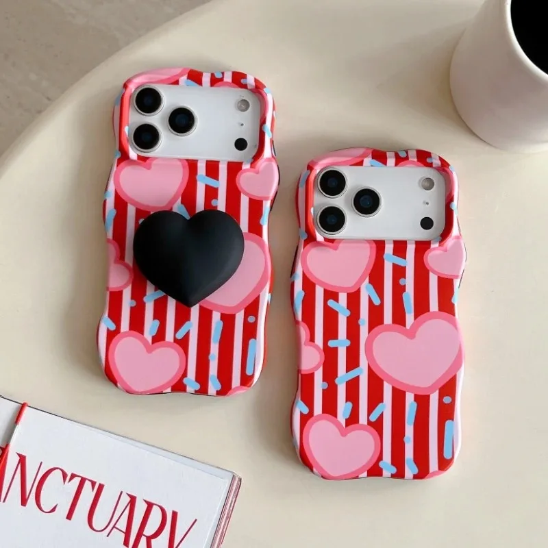 Cute 2 IN 1 Striped Heart Pattern Phone Case For IPhone 17 16 15 14 13 Pro Max Wave Edges Protective Cover Shell with Bracket
Cute 2 IN 1 Striped Heart Pattern Phone Case For IPhone 17 16 15 14 13 Pro Max Wave Edges Protective Cover Shell with Bracket