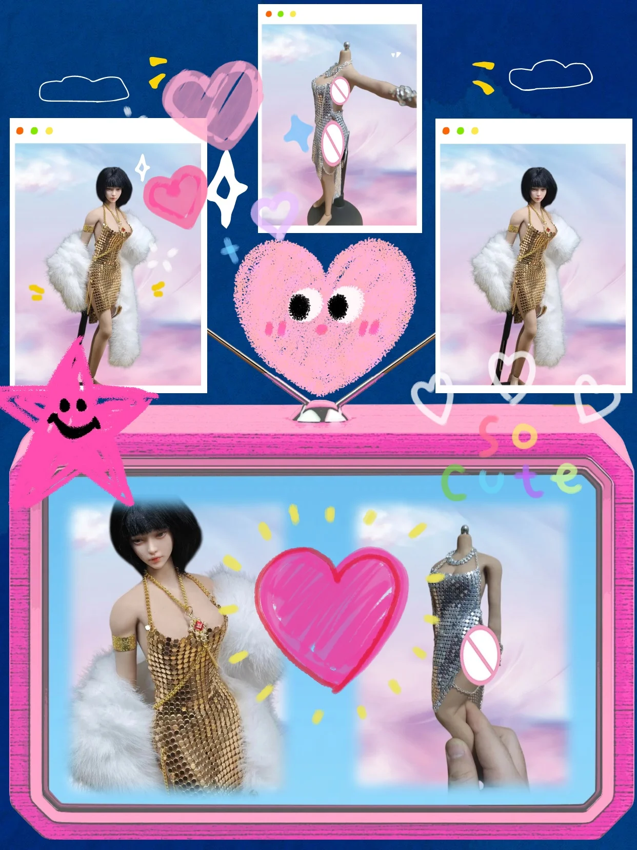 【No Figure】1/6 Scale Female Soldier Clothing Accessories Metallic Sequined Dress Golden Silver Set For 12''Action Figure Model
【No Figure】1/6 Scale Female Soldier Clothing Accessories Metallic Sequined Dress Golden Silver Set For 12''Action Figure Model