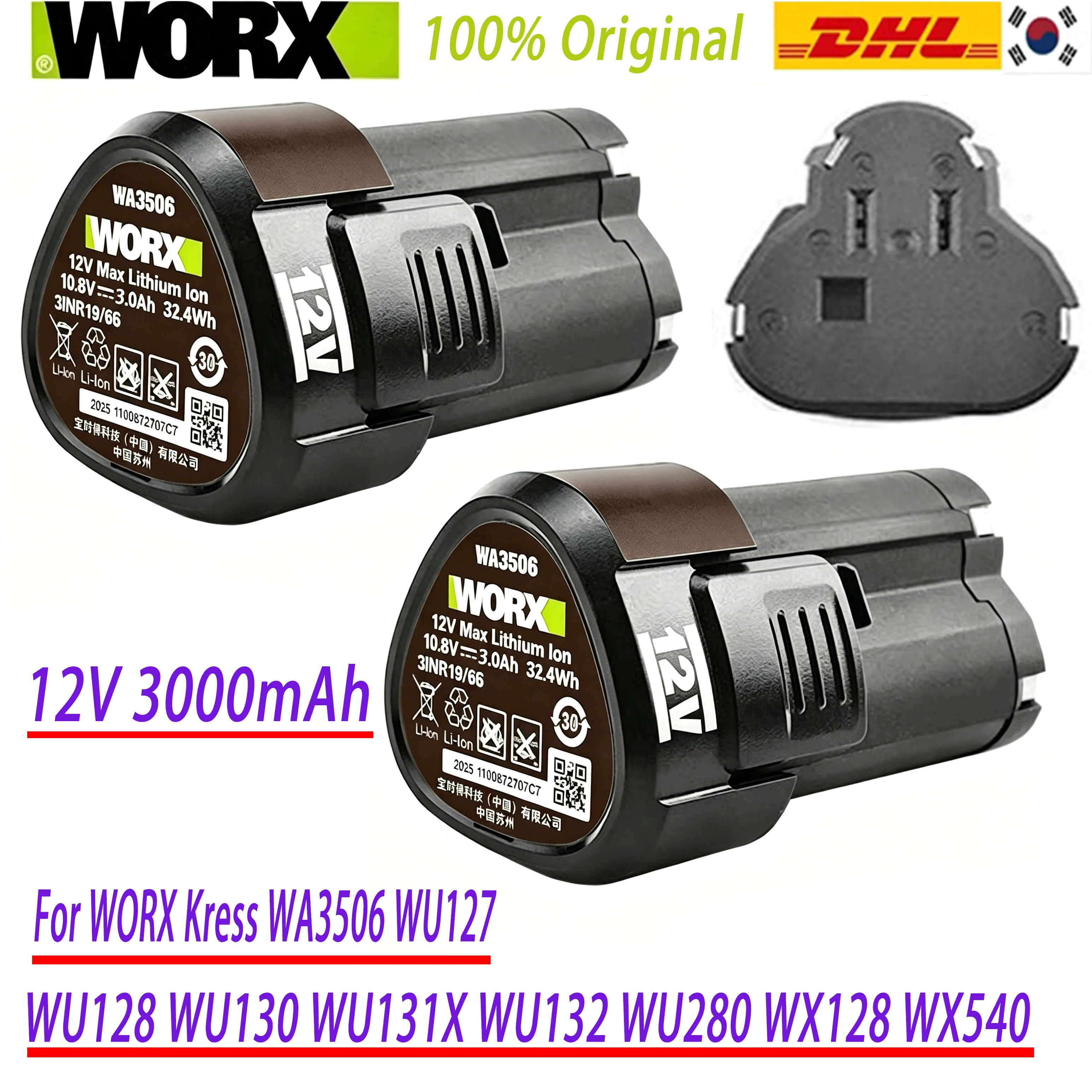 100% Original 3.0Ah for WORX Kress 12V WA3506 WU127 WU128 WU130 WU131X WU132 WU280 WX128 WX540 Power Tool Battery
100% Original 3.0Ah for WORX Kress 12V WA3506 WU127 WU128 WU130 WU131X WU132 WU280 WX128 WX540 Power Tool Battery