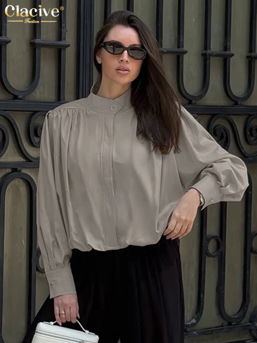 Clacive Fashion Loose Gray Women's Shirt 2025 Casual Stand Collar Long Sleeve Blouse Elegant Classic Solid Top Female Clothing
Clacive Fashion Loose Gray Women's Shirt 2025 Casual Stand Collar Long Sleeve Blouse Elegant Classic Solid Top Female Clothing