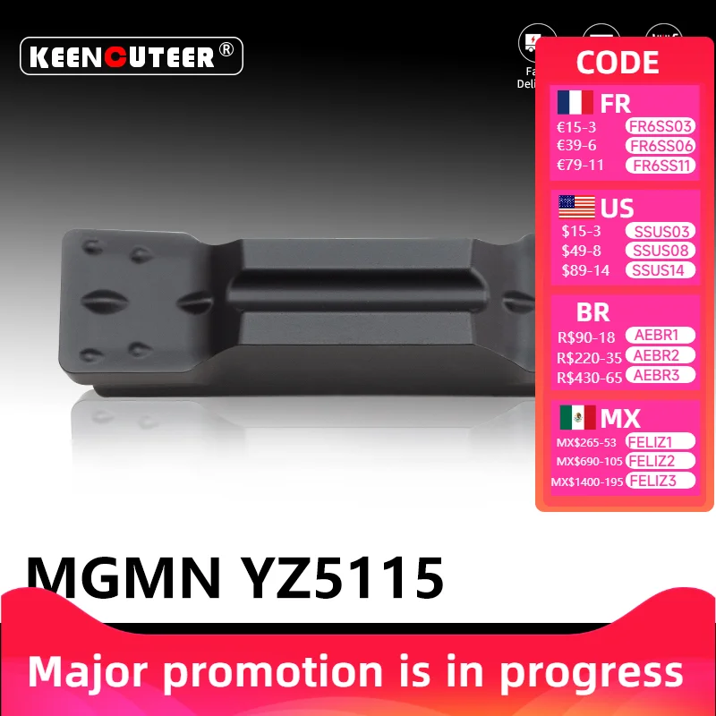 MGMN 150/200/250/300/400/500/600/800 Carbide Grooving Insert Turning Tool Slotted Blade CNC Cutting Blade Lathe Full series
MGMN 150/200/250/300/400/500/600/800 Carbide Grooving Insert Turning Tool Slotted Blade CNC Cutting Blade Lathe Full series