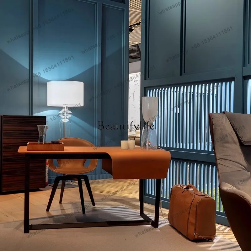 D30Nordic saddle leather desk Italian minimalist solid wood writing desk office computer desk
D30Nordic saddle leather desk Italian minimalist solid wood writing desk office computer desk