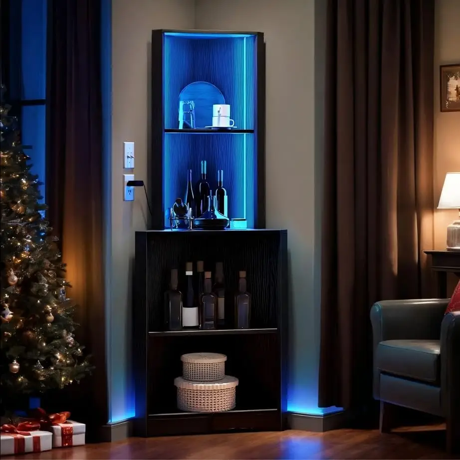 Corner Shelf Stand with Led Light, 5 Tier Corner Bookshelf and Bookcase, Wooden Open Corner Cabinet Display Storage Rack
Corner Shelf Stand with Led Light, 5 Tier Corner Bookshelf and Bookcase, Wooden Open Corner Cabinet Display Storage Rack