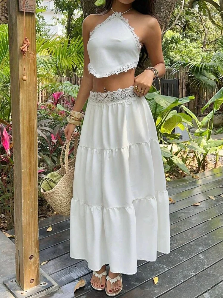 Chic Minimalist Co-ords Halter Self Tie Crop Top Ruffled Layered Skirt Chic Women Set Summer Holiday Stylish Outfits
Chic Minimalist Co-ords Halter Self Tie Crop Top Ruffled Layered Skirt Chic Women Set Summer Holiday Stylish Outfits