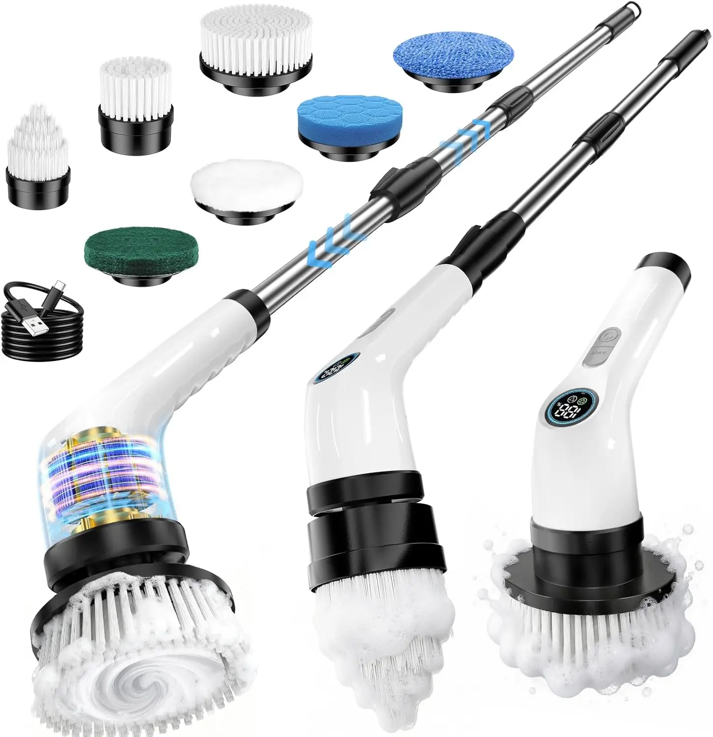 Electric Spin Scrubber with Upgraded Battery, IPX7 Waterproof, 3000mAh, 7 Brush Heads for Bathroom & Tile Cleaning
Electric Spin Scrubber with Upgraded Battery, IPX7 Waterproof, 3000mAh, 7 Brush Heads for Bathroom & Tile Cleaning