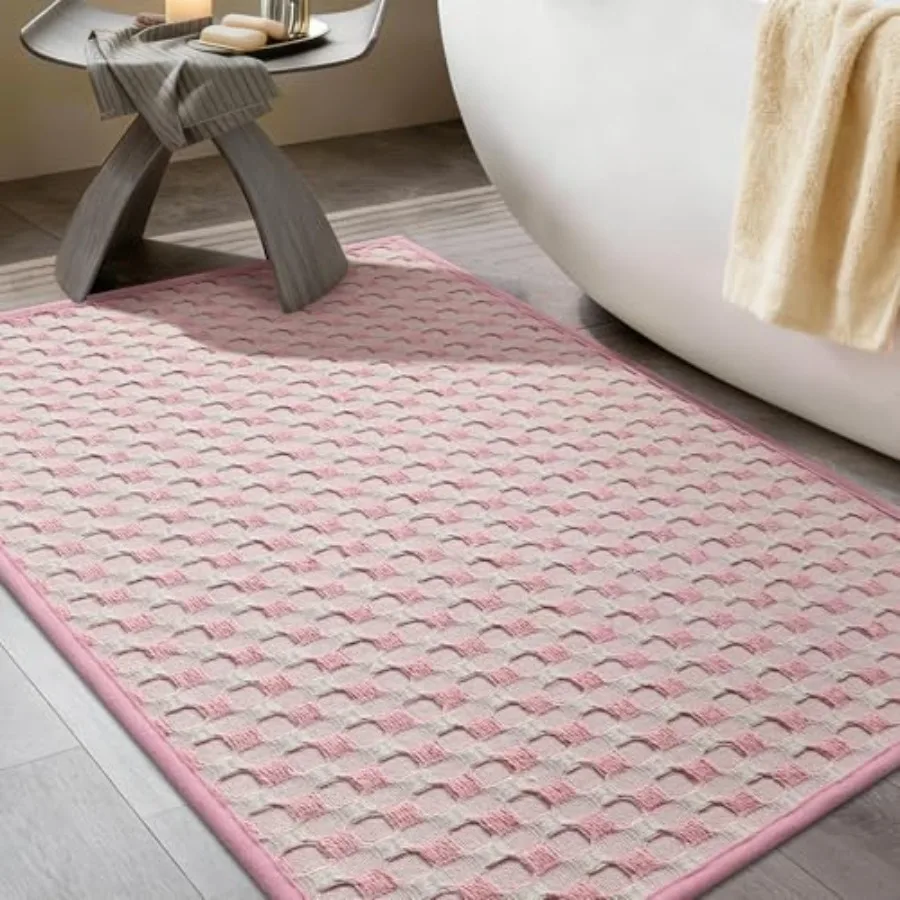 Bathroom Rugs 16" x 24", Ultra Thin Checkered Weave Bath Mat - Soft Absorbent Quick Dry Bath Mat, Machine Washable Non Slip Bat
Bathroom Rugs 16" x 24", Ultra Thin Checkered Weave Bath Mat - Soft Absorbent Quick Dry Bath Mat, Machine Washable Non Slip Bat