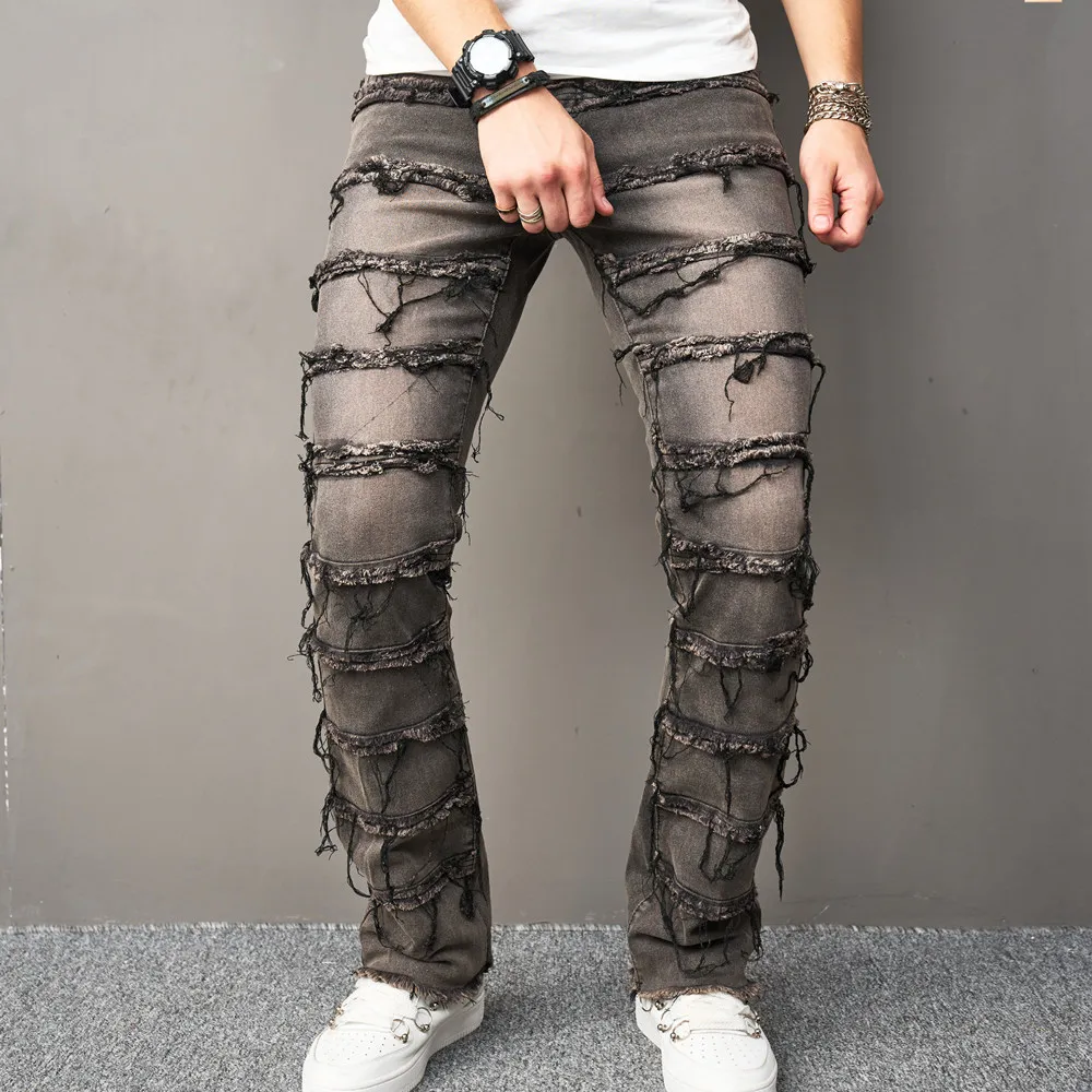 Four Seasons New Fashion Men's Casual Trendy Hole Patched Skinny Washed Black Jeans Pants American Denim Trousers Steetwear Male
Four Seasons New Fashion Men's Casual Trendy Hole Patched Skinny Washed Black Jeans Pants American Denim Trousers Steetwear Male