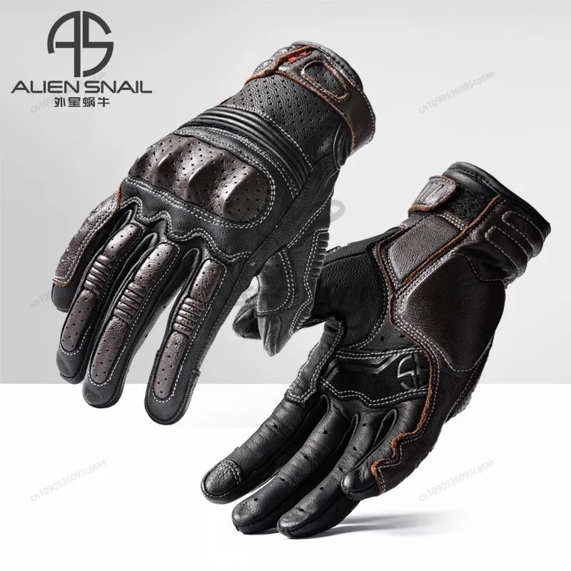 Alien Snail V10 V8Vintage Leather Motorcycle Gloves Summer Perforated Motorbike Racing Gloves Touch Screen Motocross Moto Gloves
Alien Snail V10 V8Vintage Leather Motorcycle Gloves Summer Perforated Motorbike Racing Gloves Touch Screen Motocross Moto Gloves