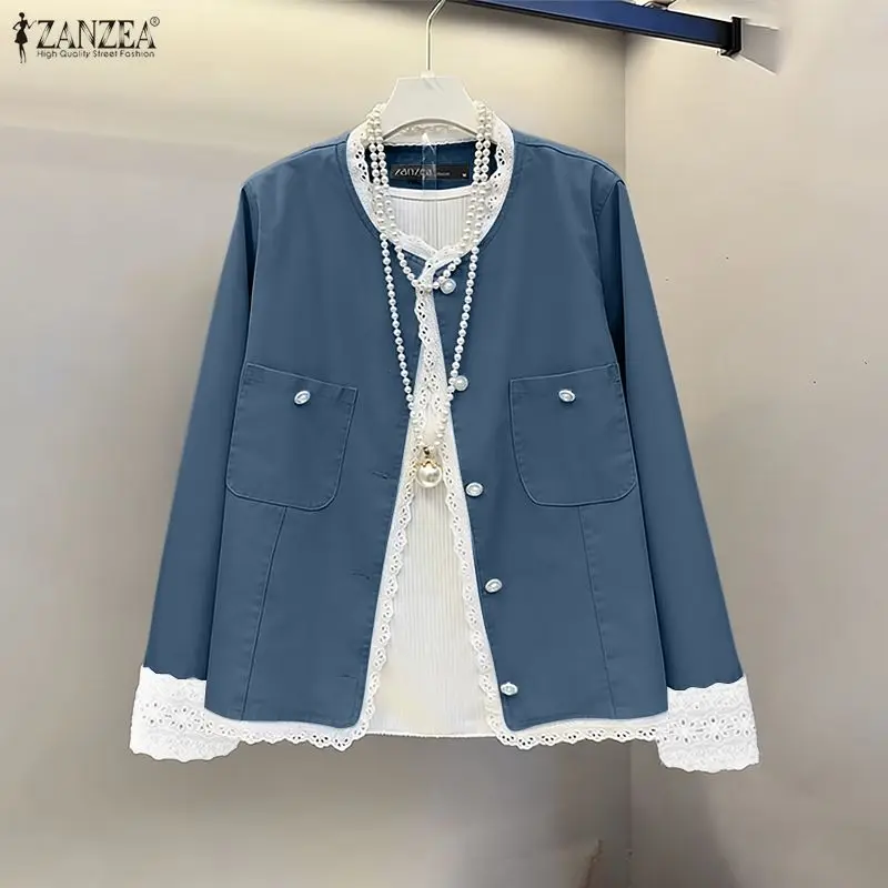 ZANZEA женские модные куртки 2026, осенние кружевные лоскутные пальто с длинными рукавами, элегантное офисное женское пальто, женская повседневная свободная рубашка
ZANZEA женские модные куртки 2026, осенние кружевные лоскутные пальто с длинными рукавами, элегантное офисное женское пальто, женская повседневная свободная рубашка