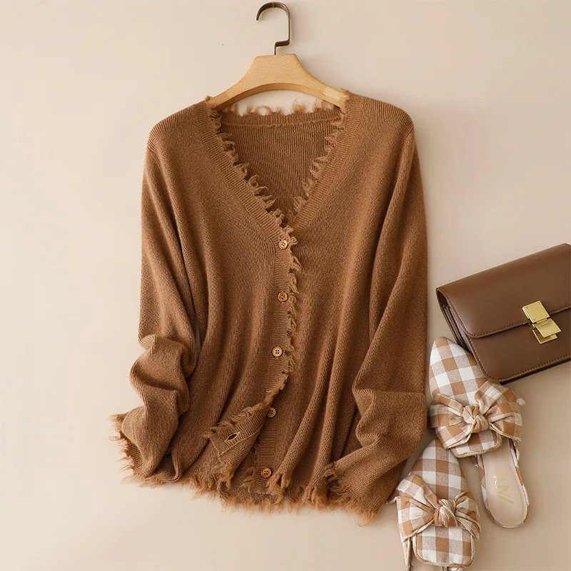 FW24 autumn winter new thick europe fashion 100% cashmere v neck cardigan women
FW24 autumn winter new thick europe fashion 100% cashmere v neck cardigan women
