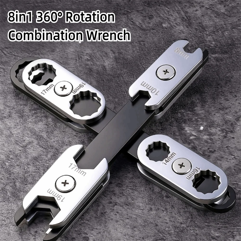 Durable 8in1 Wrench 360° Rotation Dual-use Combination Wrench Adjustable Wrench Hand Tools 
Durable 8in1 Wrench 360° Rotation Dual-use Combination Wrench Adjustable Wrench Hand Tools