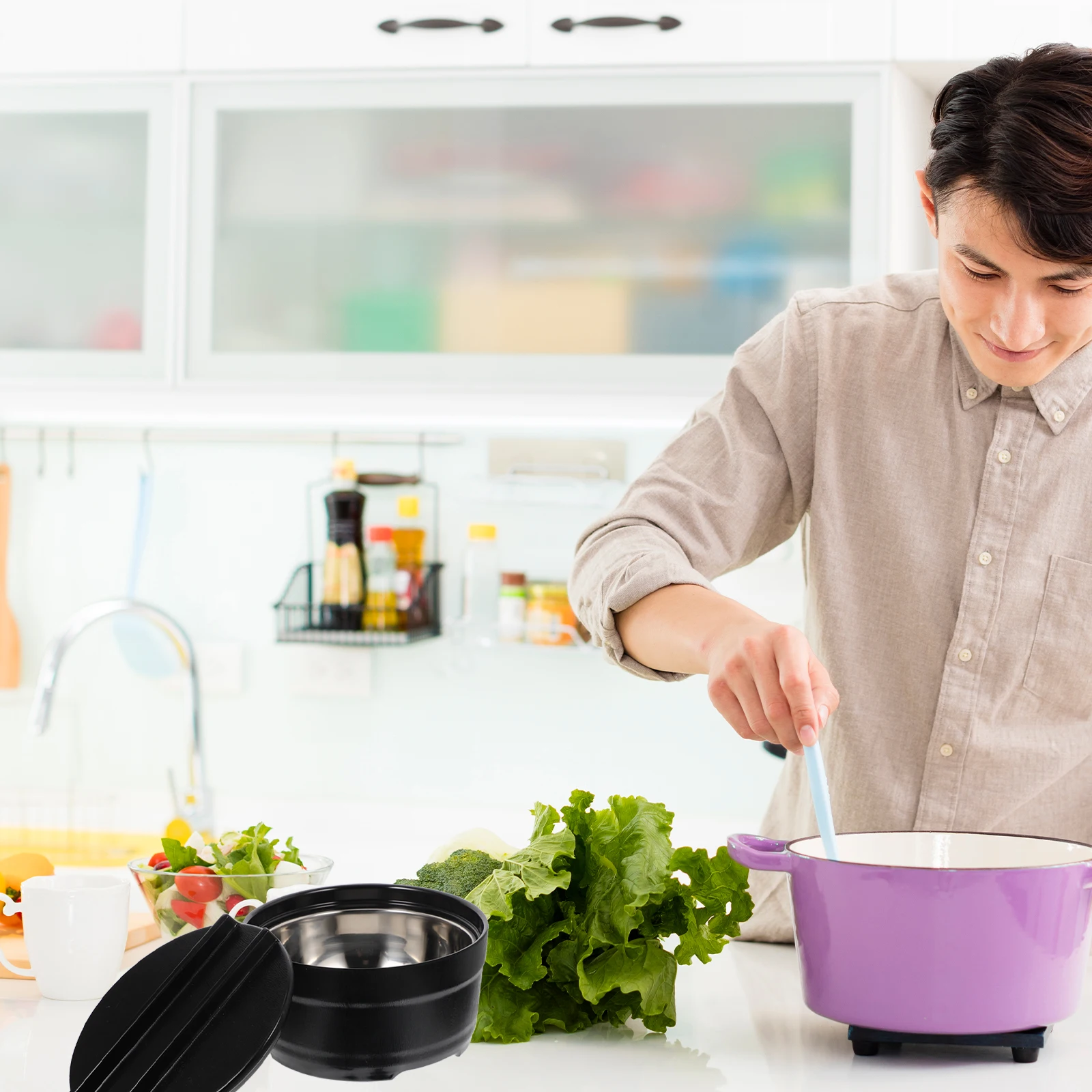 1 set 1 Set Of Wooden Steamed Rice Bucket Premium Stainless Steel Container Kitchen Home Use Steaming Bucket Thermal Rice Holder 
1 set 1 Set Of Wooden Steamed Rice Bucket Premium Stainless Steel Container Kitchen Home Use Steaming Bucket Thermal Rice Holder