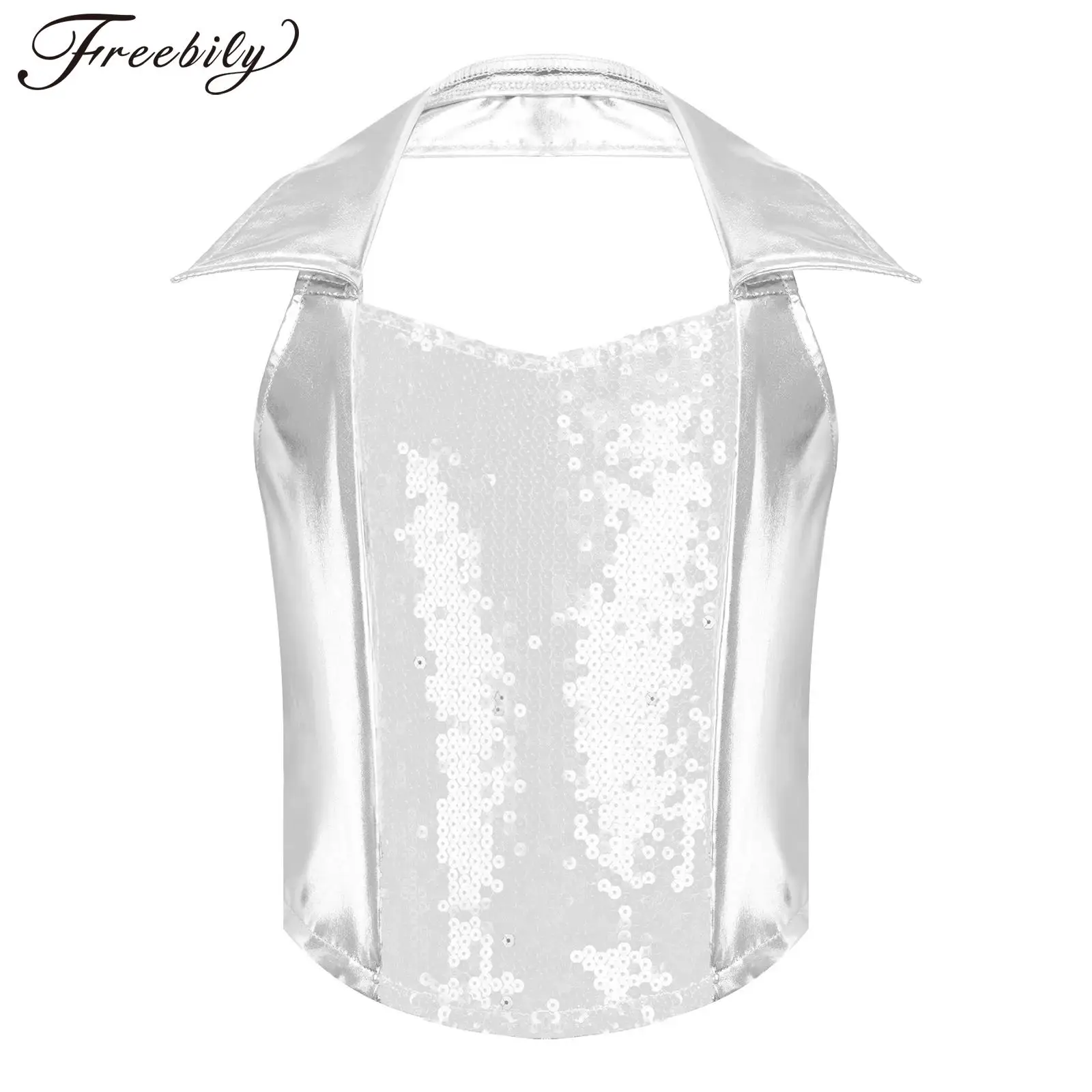 Children Glitter Tank Top Girls Clothing Halter Crop Vest Sequins Sleeveless Vests Kids Metallic Rave Jazz Dance Disco Costume
Children Glitter Tank Top Girls Clothing Halter Crop Vest Sequins Sleeveless Vests Kids Metallic Rave Jazz Dance Disco Costume
