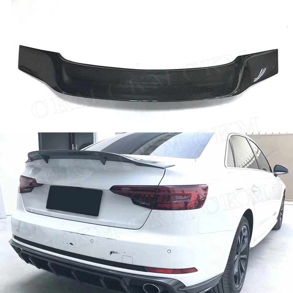 CKMUUER R стиль Carbon Fiber Автомобильный задний спойлер багажника Крылья для Audi A4 S4 Sedan 4-дверный 2013-2018 задний багажник спойлер обвесы 
CKMUUER R стиль Carbon Fiber Автомобильный задний спойлер багажника Крылья для Audi A4 S4 Sedan 4-дверный 2013-2018 задний багажник спойлер обвесы