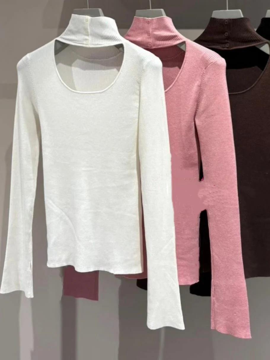 Sweet Base Layer! Pure S Home Simple High Collar Hole Back Pure Color Long Sleeve Knitted Sweater 255057 Casual Sweet Style
Sweet Base Layer! Pure S Home Simple High Collar Hole Back Pure Color Long Sleeve Knitted Sweater 255057 Casual Sweet Style