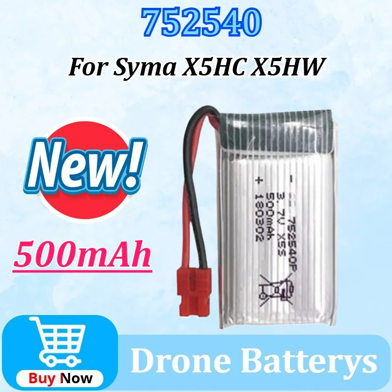 3.7V 500mAh 752540 25C Lipo Battery for Syma X5HC X5HW RC Quadcopter Spare Parts Battery for RC Camera Drone Accessories
3.7V 500mAh 752540 25C Lipo Battery for Syma X5HC X5HW RC Quadcopter Spare Parts Battery for RC Camera Drone Accessories
