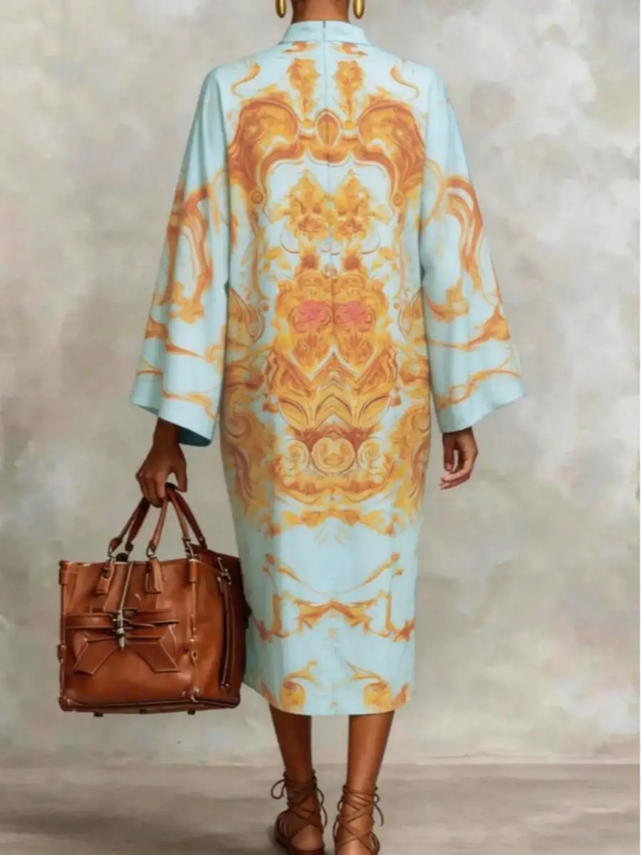 Womens Elegant Kaftan Long Dress Bohemian Stand Collar Asymmetric Hem Spring
Womens Elegant Kaftan Long Dress Bohemian Stand Collar Asymmetric Hem Spring