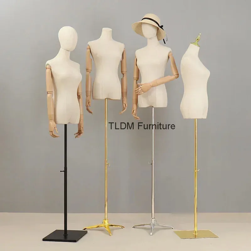 Wooden Arm Cloth Cover Female Head Half Mannequins Metal Base Wedding Clothing Display Stand Adjustable Clothing Store Mannequin
Wooden Arm Cloth Cover Female Head Half Mannequins Metal Base Wedding Clothing Display Stand Adjustable Clothing Store Mannequin