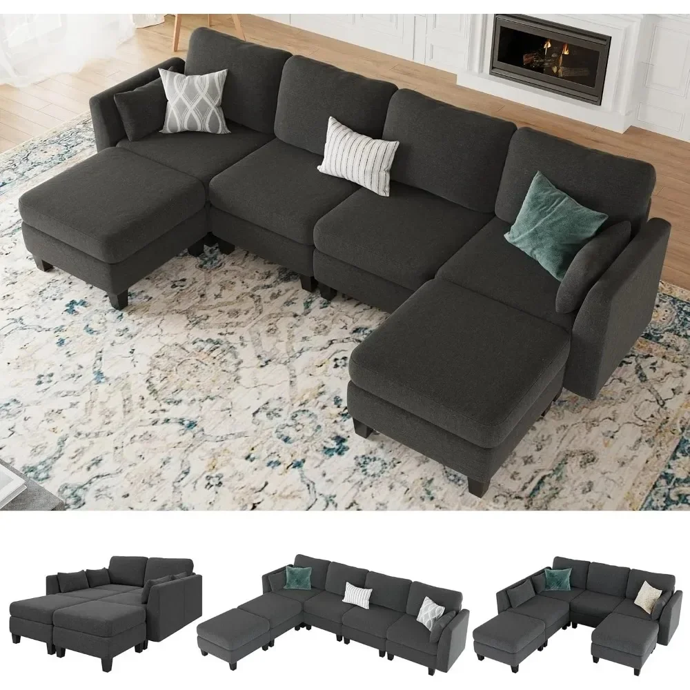 Modular Sectional Sofa, Convertible U Shaped Sofa Couch with High Density Memory Foam, 6 Seat Comfy Modular Sofa Couch for Livin
Modular Sectional Sofa, Convertible U Shaped Sofa Couch with High Density Memory Foam, 6 Seat Comfy Modular Sofa Couch for Livin