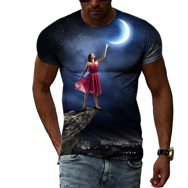 New Tide Summer Fashion Moon Picture T-shirts Casual Print Tees Hip Hop Personality Round Neck Short Sleeve Tops
New Tide Summer Fashion Moon Picture T-shirts Casual Print Tees Hip Hop Personality Round Neck Short Sleeve Tops