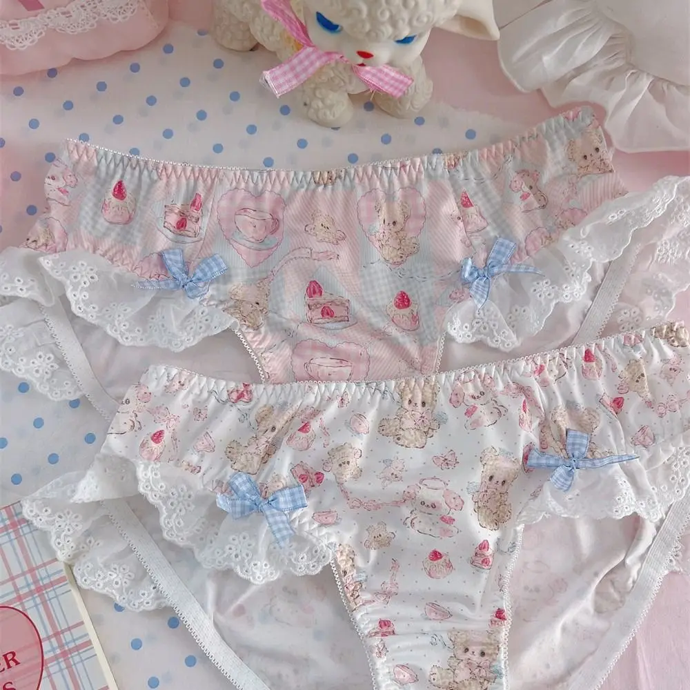 Comfortable Dot Bowknot Bear Panties Cartoon Low Waist Lace Bow Briefs Lingeries Lolita Ruffle Panties Women Daily
Comfortable Dot Bowknot Bear Panties Cartoon Low Waist Lace Bow Briefs Lingeries Lolita Ruffle Panties Women Daily