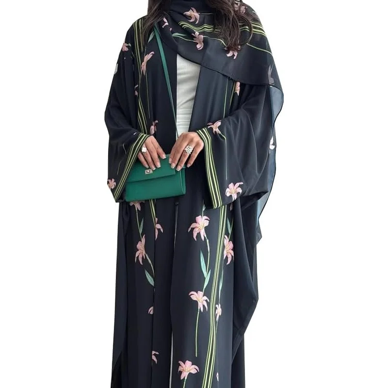 Long chiffon Cardigan Abayas kimono for Women's Muslim Kaftan Applique Flower Hijabs dress
Long chiffon Cardigan Abayas kimono for Women's Muslim Kaftan Applique Flower Hijabs dress