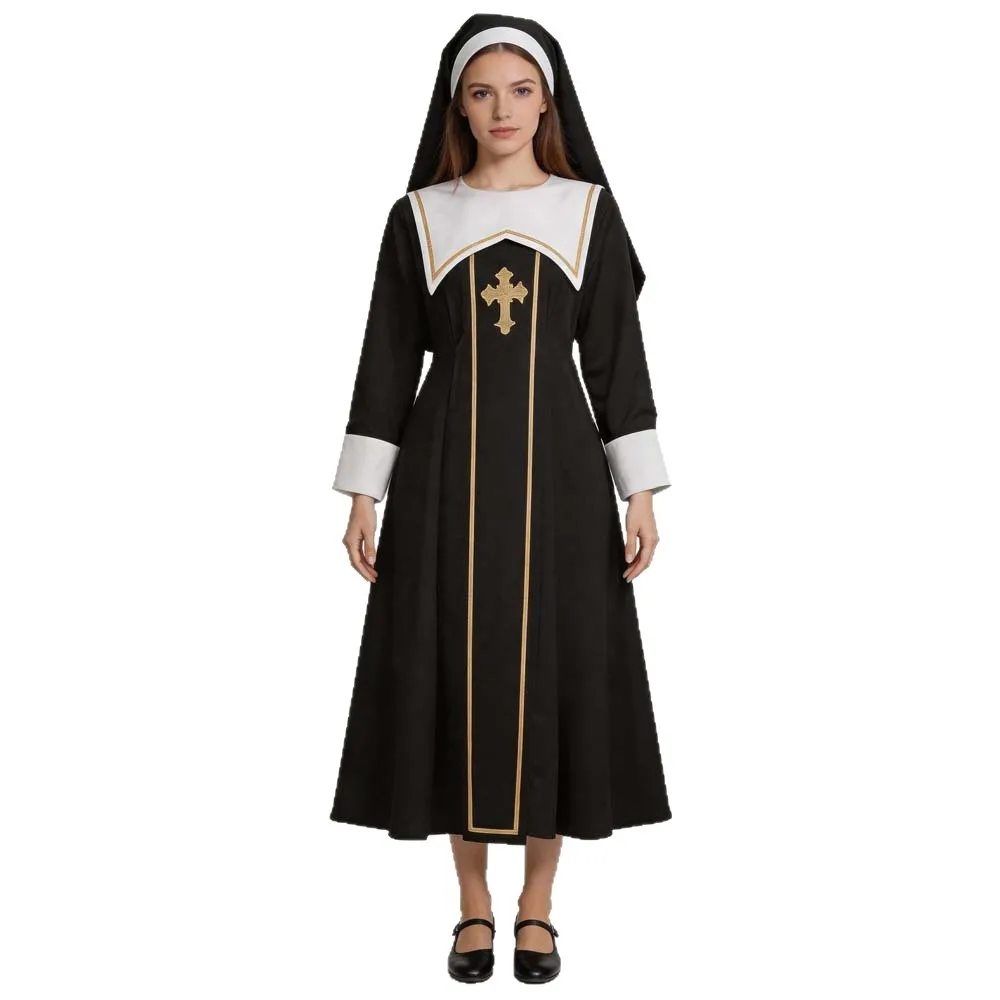 Medieval Nun Female Priest Prayer Teacher Black And White Dress Sexy Women Halloween Cosplay Party Costume
Medieval Nun Female Priest Prayer Teacher Black And White Dress Sexy Women Halloween Cosplay Party Costume