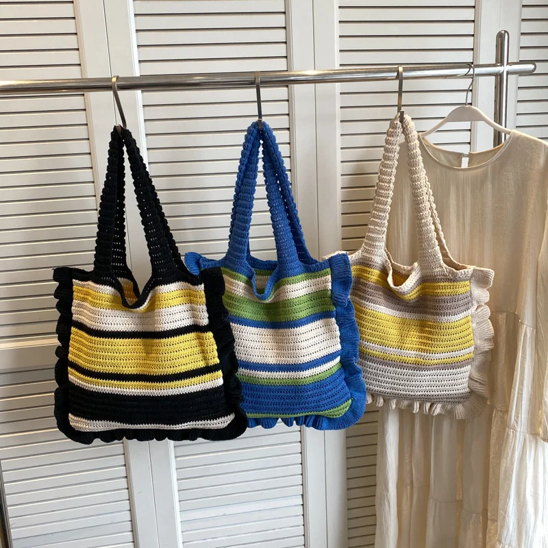 2024 New striped knitted shoulder bag women's large capacity handwoven bag fashion bags
2024 New striped knitted shoulder bag women's large capacity handwoven bag fashion bags