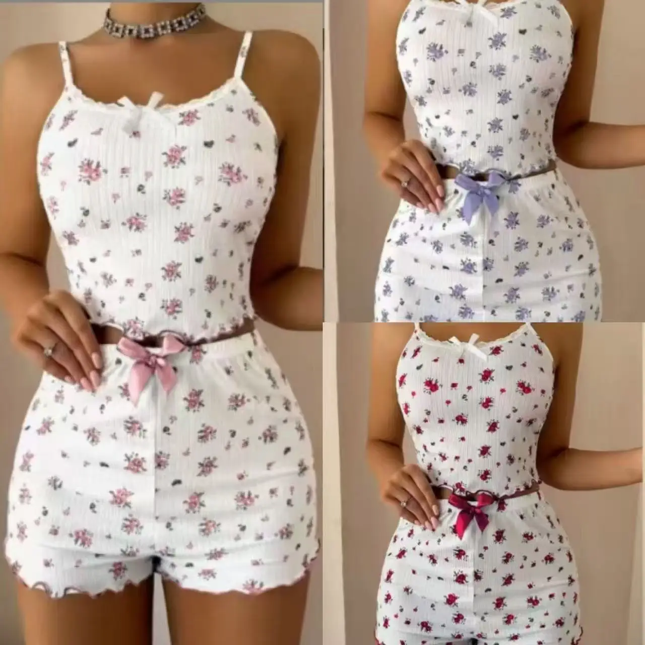 Summer three sets of lace graphic suspender shorts sexy, two sets of comfortable elastic can be worn outside pajamas women's loungewear shorts
Summer three sets of lace graphic suspender shorts sexy, two sets of comfortable elastic can be worn outside pajamas women's loungewear shorts