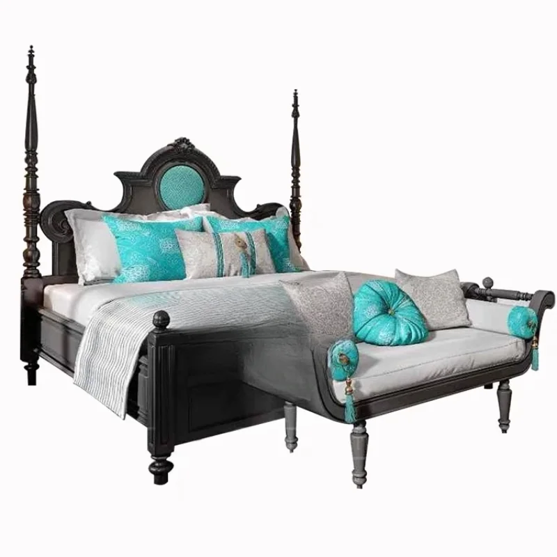 Nanyang style solid wood bed wedding carved black retro princess bed luxury double bed
Nanyang style solid wood bed wedding carved black retro princess bed luxury double bed