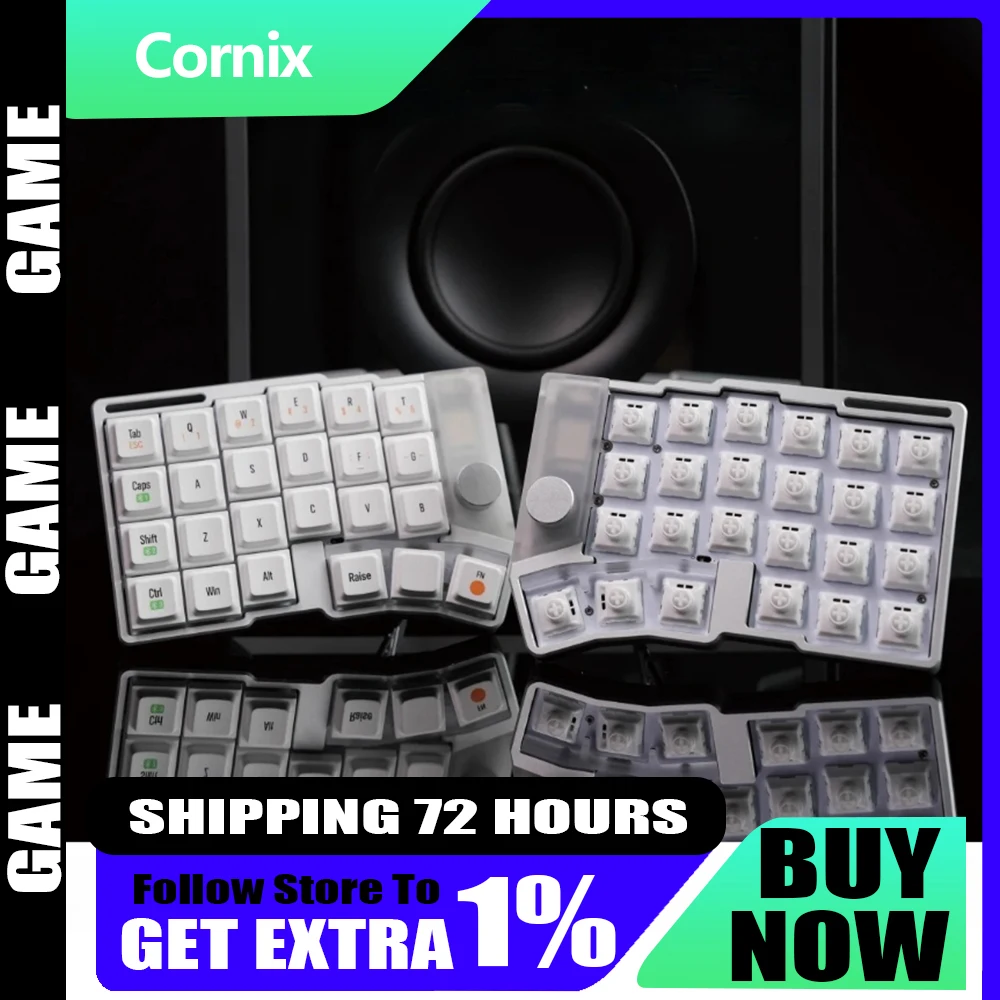 Cornix Split Keyboard Dual Mode Wired Bluetooth Support VIAL with Tent CNC Case 48 Keys Cornix Split Keyboard Kit Customize Gift
Cornix Split Keyboard Dual Mode Wired Bluetooth Support VIAL with Tent CNC Case 48 Keys Cornix Split Keyboard Kit Customize Gift